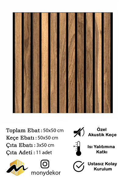 Mony Tasarım Çıta Akustik Duvar Paneli - Tesbih Model 6 mm