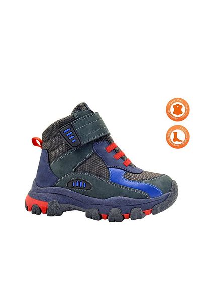 kids A more Arthur Velcro and Elastic Fur Lined Boy's Boots Smoked-saxle