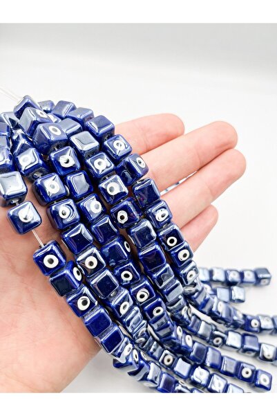 Ebruli Boncuk 10x10 Küp Nazar Zar 5’li Seramik Takı Yapımı Bileklik Kolye Aks...