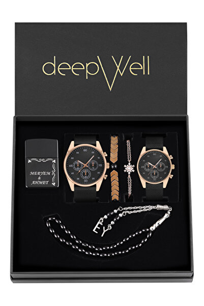 DEEPWELL Çift Kol Saati Çakmak Bileklik Tespih Seti FM02