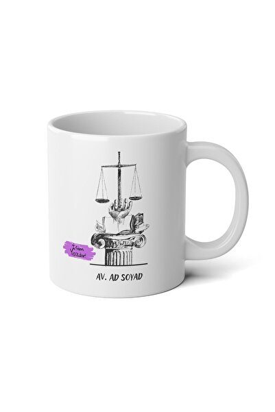 IVART Kişiye Özel  Adalet Sembollü Avukat Baskılı Premium Beyaz Porselen Kupa...