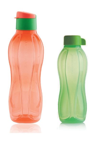 Tupperware Eco Bottle Water Bottle 750 ml Coral And 500 ml Green