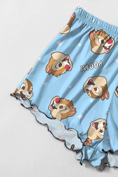 PEMBİŞ HOMEWEAR Ardilla Favela Trend Sling Shorts Squirrel Poom nyomott pizsama szett