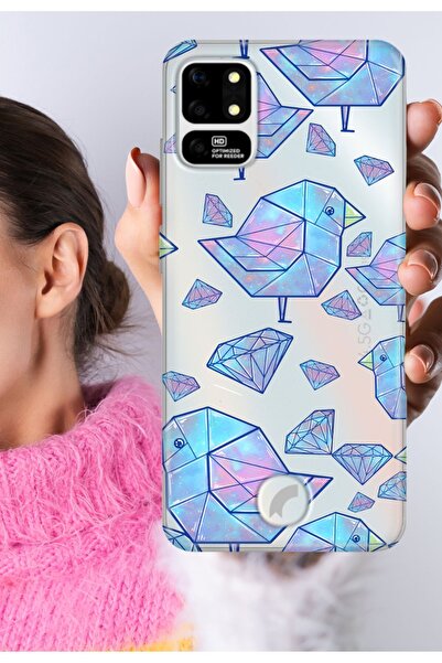 Reeder S19 Max 6.51" Kılıf S19 Max Şeffaf Silikon Kapak Diamond Kuş