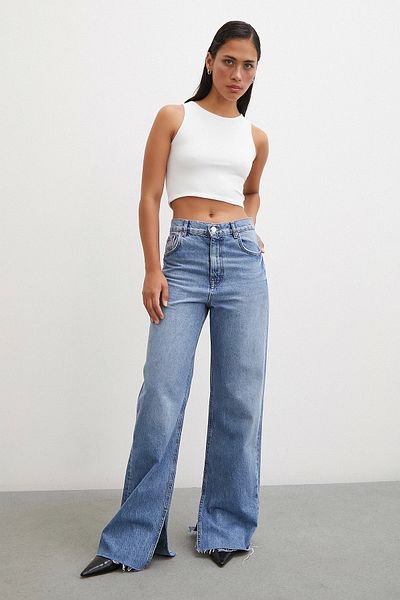 Never more Crop Top de bază alb