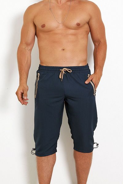 Enrico Ferry Plus Size Men's Dark Blue Drying Capri - Elastic Waist, Pocket and Lined EDY2524B-L