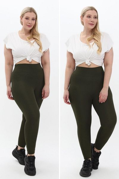 tarzımsüper Large Size Sports Leggings with High Waist and Corset and Recovery Pearl Detail