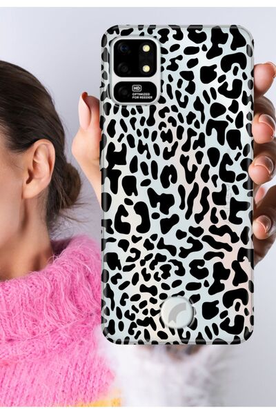 Reeder S19 Max - S19 Max L Kılıf Şeffaf Silikon Baskılı Leopardeseni