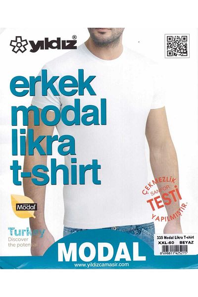 YILDIZ Ανδρικό Modal Lycra White T-Shirt - Μονό 335