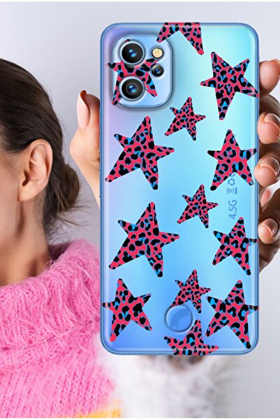 Reeder S19 Max Pro Kılıf S19 Max Pro Uyumlu Şeffaf Silikon Baskılı Süslü Yıldız
