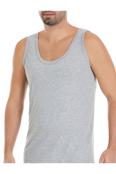 YILDIZ 3-Piece Gray Men's Combed Single Jersey Cotton Undershirt