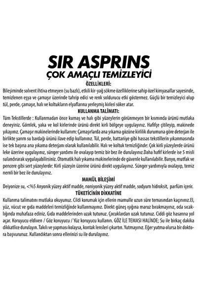 Sır Asprins Çok Amaçlı Sprey 750 ml