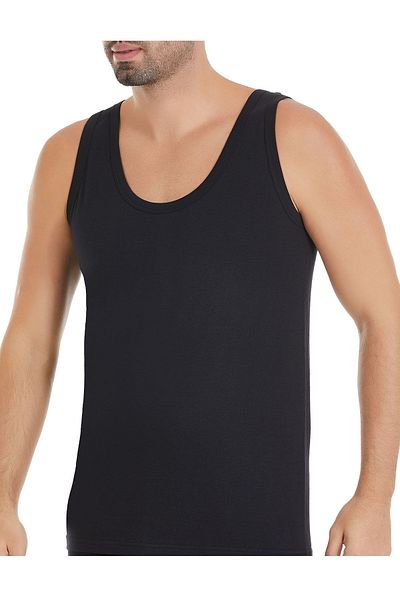 YILDIZ 3-Piece Black Men's Combed Single Jersey Cotton Undershirt