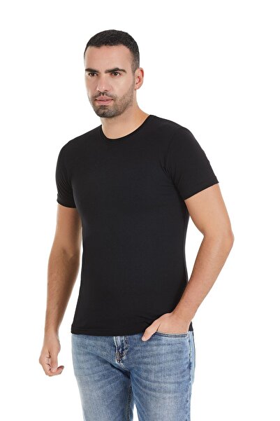 YILDIZ Pack of 2 Black Lycra Men's T-Shirt Ksc 91