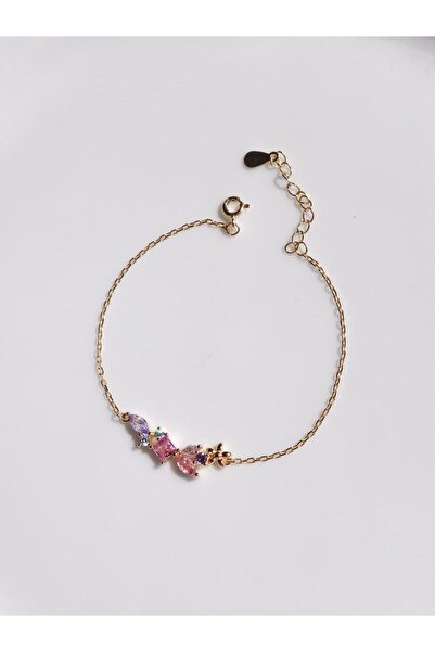 Reorah Collection Beauty Flower - Çiçekli Pembe Zirkon Taşlı 925 Ayar Gümüş B...