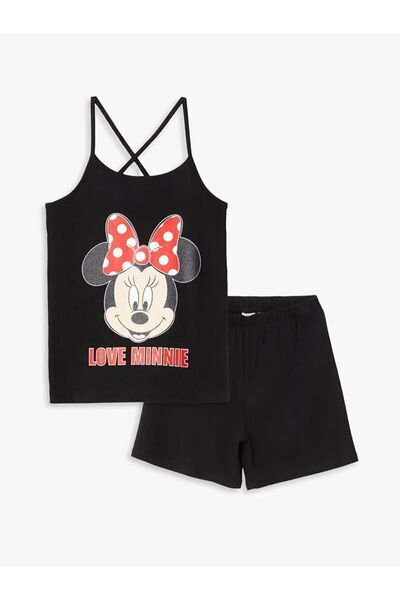 LC Waikiki Minnie Mouse bedruckt – Mädchen-Pyjama-Set mit U-Ausschnitt und Sh...