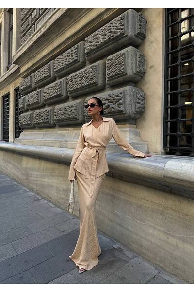 bymaestro woman Jacquard szatén női blúz és ing szett - halszoknyával