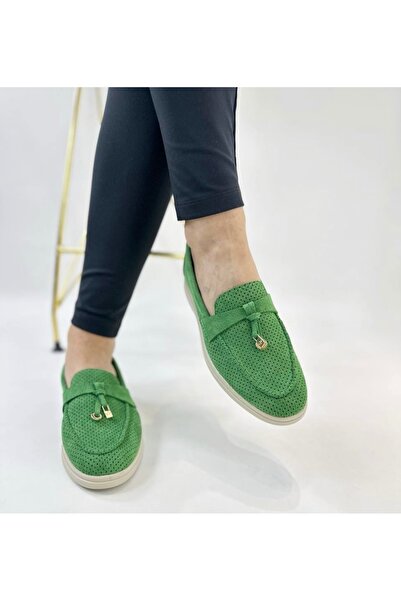 LP حذاء لوفر مثقوب من جلد الغزال