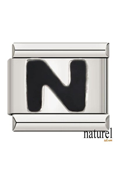 Naturel Tılsım قلادة على شكل حرف N من الفولاذ المقاوم للصدأ الإيطالي مقاس 9 مم