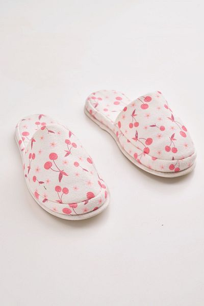 Homelover Pink After Shower - Βαμβακερές παντόφλες μπάνιου με καρδιά και χοντρή σόλα