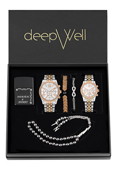 DEEPWELL Çift Kol Saati Çakmak Bileklik Tespih Seti FM08
