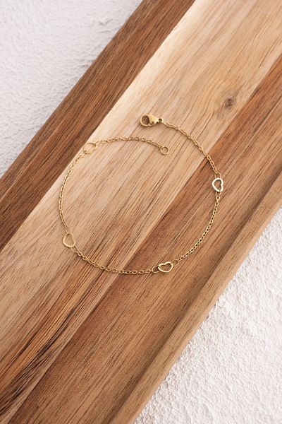 ByFlorya Jewelry Steel Heart Thin Classic Chain Anklet Non Tarnish Suitable for Summer Daily Use in Sea 1mm 22cm 4cm