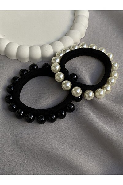 TwinsSis Store Ασπρόμαυρη πέρλα από καουτσούκ