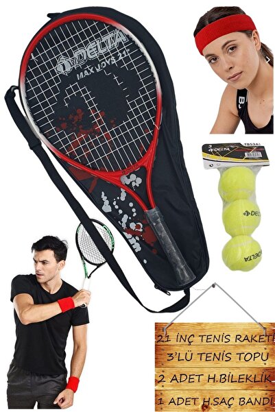 Tosima Max Joy 21 İnç Tenis Raketi Çocuk Tenis Raketi Tenis Topu Bileklik Saç...