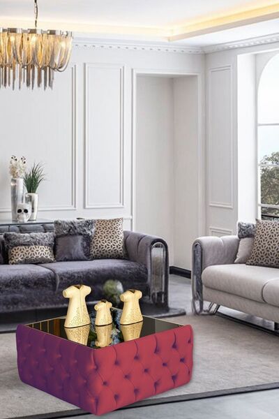 PUFFSAN ASİL KAPİTONE ORTA SEHPA,PUF,BENCH,75CM DÖŞEME SEHPA,KARE CAMLI ORTA SEHPA,DEKORATİF ORTA SEHPA