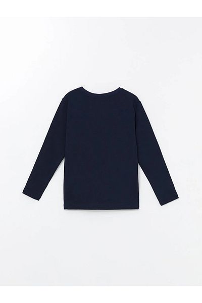 LC Waikiki LcwECOBoy's T-shirt - Navy, Crew Neck, Long Sleeve