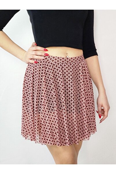 YAXİ Pembe Desenli Şortlu Tül Etek