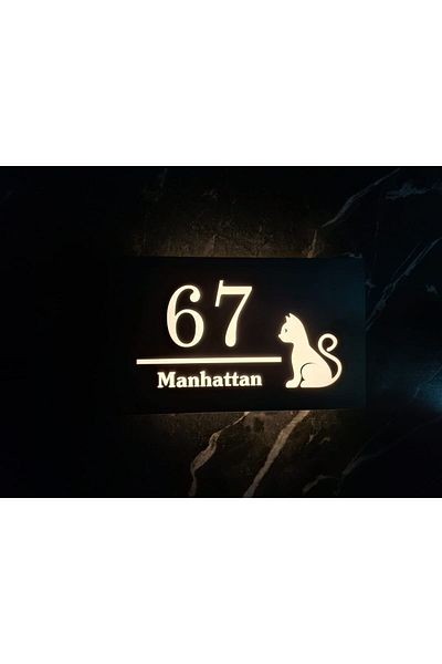 3DMORPHO No.8 Lighted Door Number (Black) (Daylight Led)