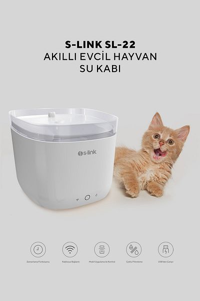 S-LINK SL-22 1.9 Liter Wifi Smart Mini Pro Tuya Pet Fountain/ Cat Dog Water Container