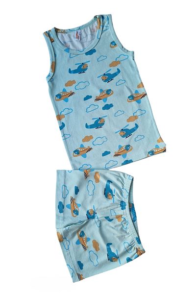 elmas kids Set boxer boxer din bumbac pentru băieți - model Sky & Helicopter, albastru-verde
