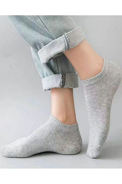 Mudizone Unisex γκρι αθλητικά παπούτσια - Σετ 6 ζευγαριών κάλτσες κάτω από τον αστράγαλο