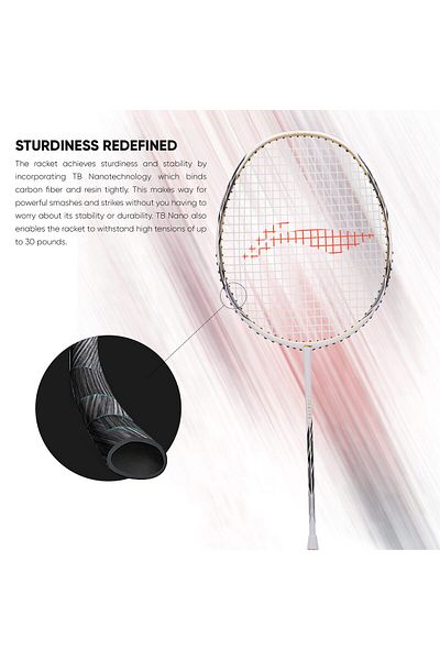 Li-Ning مضرب تنس الريشة G-Force Superlite Ignite 7 المصنوع من ألياف الكربون مع غطاء كامل مجاني، S1