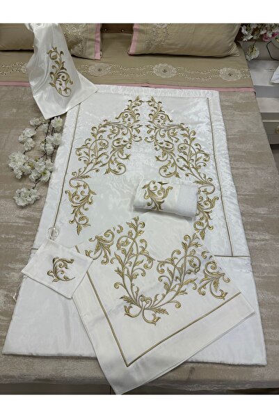 incisecrethome Seccade Maraş İşi Nakış İşlemeli İpek Saten Elyaflı Seccdade S...
