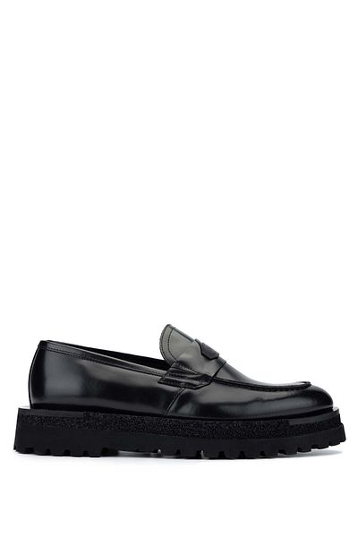 Butteri Men's Genuine Leather Black Loafer Shoes