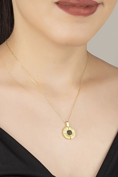 Silvano Jewelry 925 Ayar Gold Ayçiçeği Gümüş Kolye