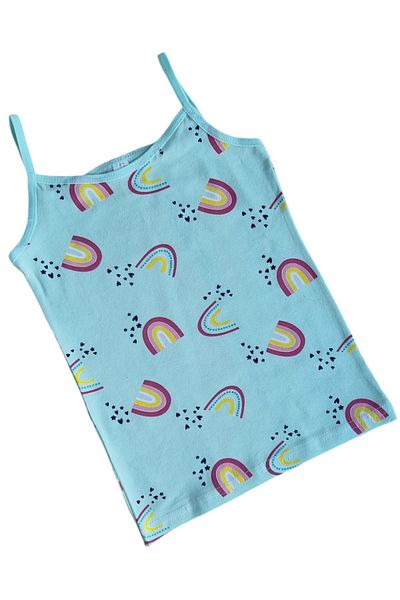 elmas kids Girl's Green Rainbow Patterned Cotton Tank Top Boxer Set