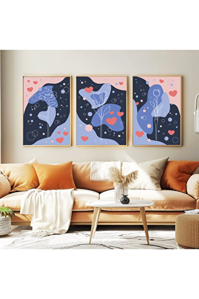 wudie Pictură decorativă din 3 piese, cu cadru din lemn, pictură abstractă, p...