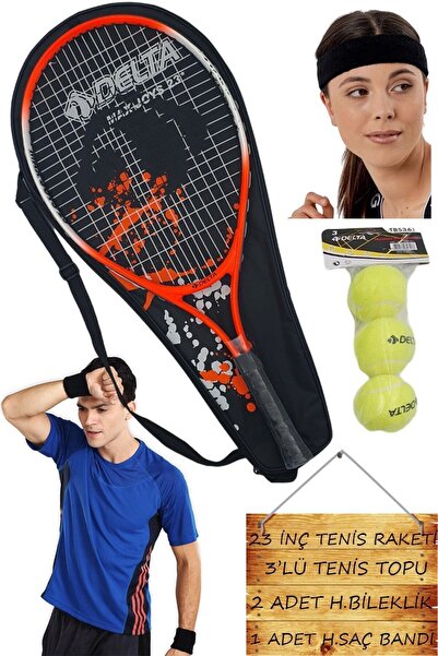Tosima Max Joy 23 İnç Tenis Raketi Çocuk Tenis Raketi Tenis Topu Bileklik Saç...