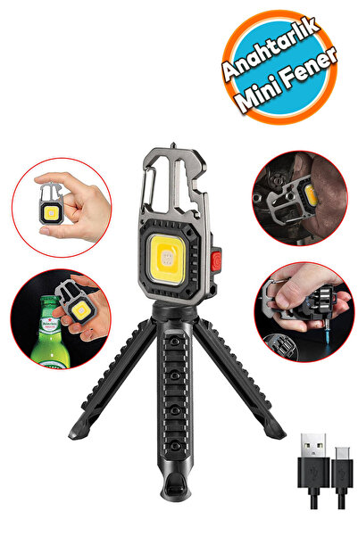 NZB Taşınabilir Mini Led El Feneri Anahtarlık Şarjlı Kamp Lambası Tornavida Ş...