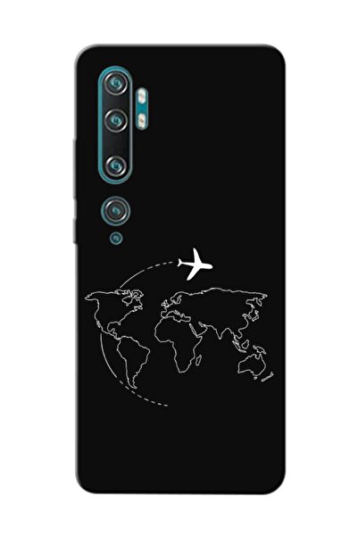CONSTRAİN Xiaomi Mi Note 10 Pro Harita Uçak Siyah Telefon Kılıfı