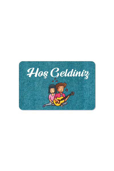 M&H Quality Welcome Written Digital Printed Flower Pattern Hooded Non-slip Mat - Washable for Inside and Outside