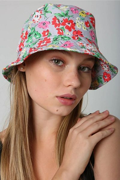 Remsa Mayo Rş-112 02 Gray Flower Patterned Bucket Hat
