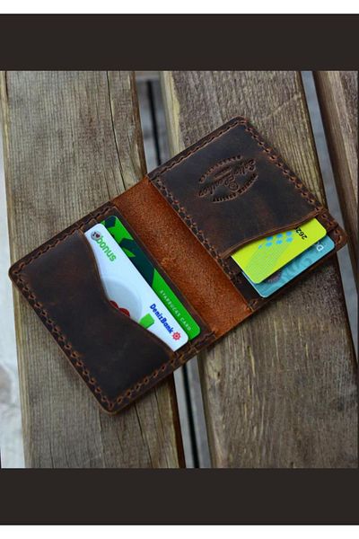 Safir Leather Πορτοφόλι Tan Crazy Leather Card Holder