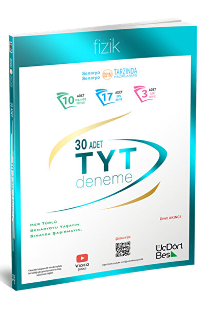 Üç Dört Beş Yayıncılık Üç Dört Beş 2024 YKS TYT Fizik 30 Deneme - Ümit Akıncı...