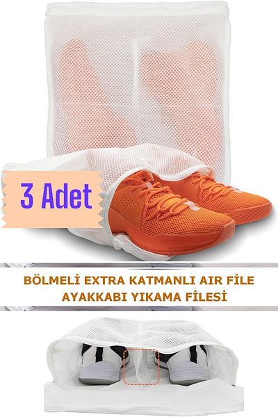 Helen's Home 3 Pieces Airfile Luxury Zippered Shoe Washing Net White