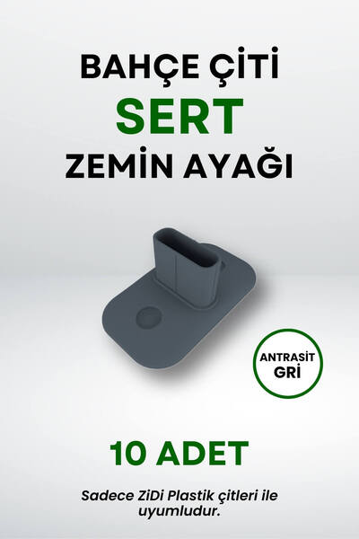 ZiDi Plastik Çit Uyumlu 10'lu Sert Zemin Ayak - Antrasit Gri